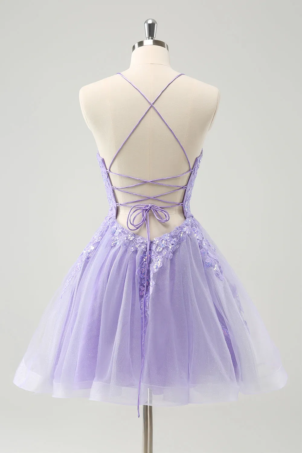 Sparkly Blue A Line Spaghetti Straps Sequin Short Homecoming Dress with Lace Up Back