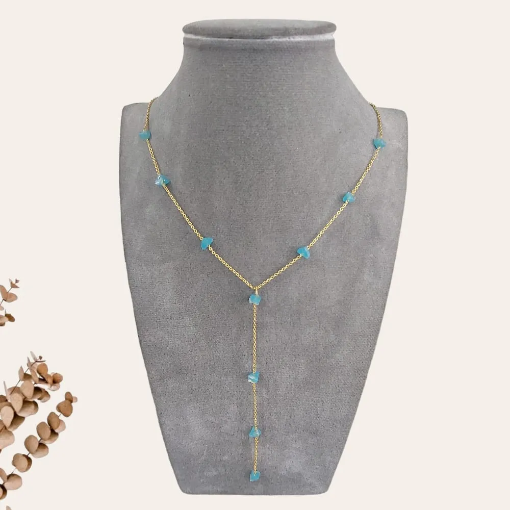 Sparkly Heart Stone Long Chain Necklace  S-0