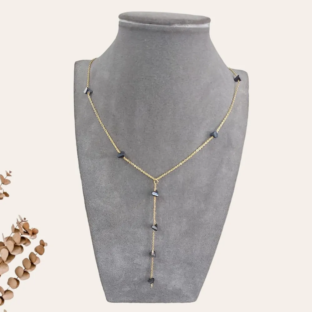 Sparkly Heart Stone Long Chain Necklace  S-0