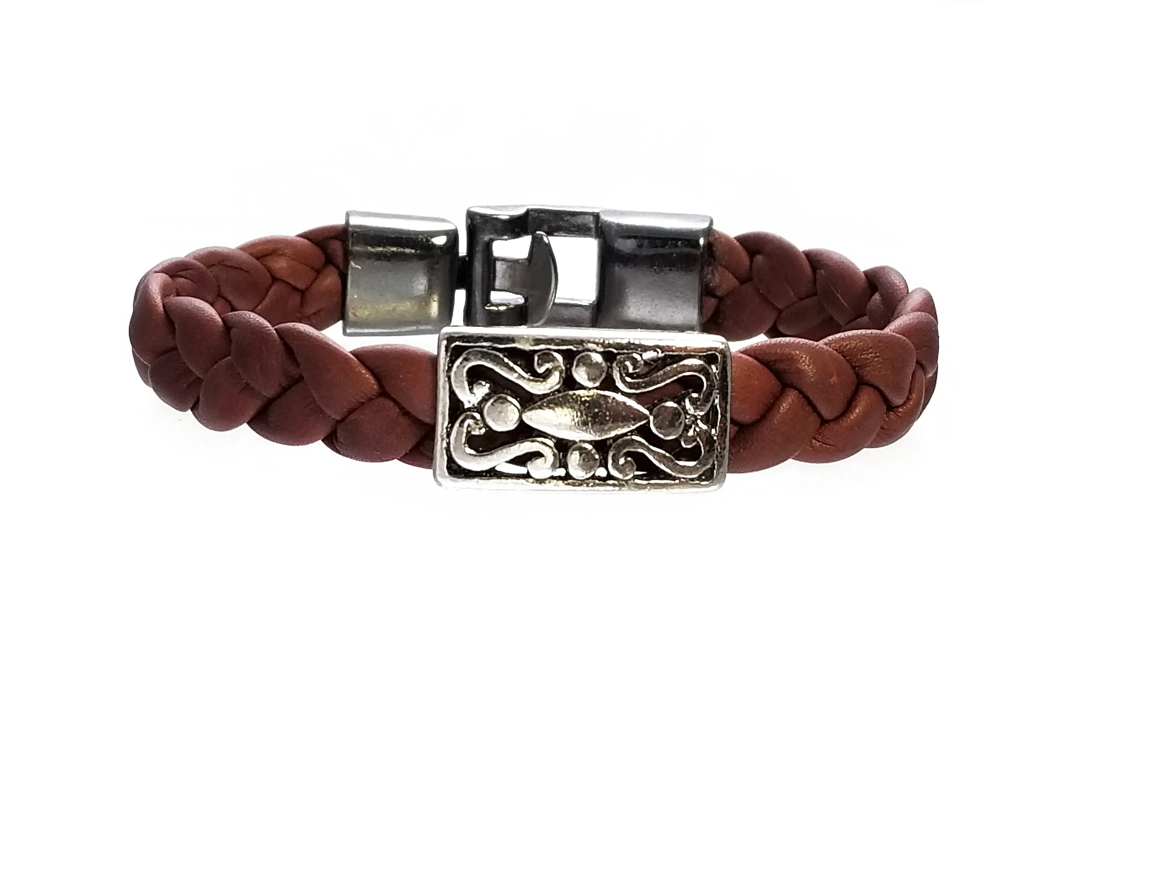 Stainless Steel Black or Brown Leather Bracelets( SSLB-N003 )