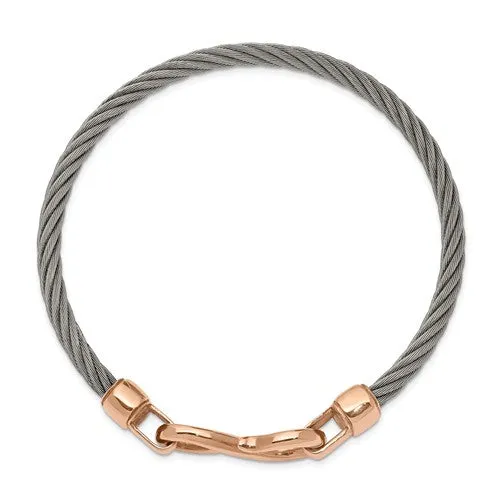 Stainless Steel Polished  IP-Plated Rose Flexible Hook Bangle