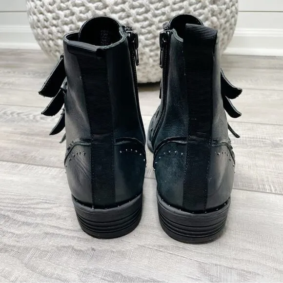Steve Madden Pursue Studded Buckle Leather Moto Booties Black Size 7.5M