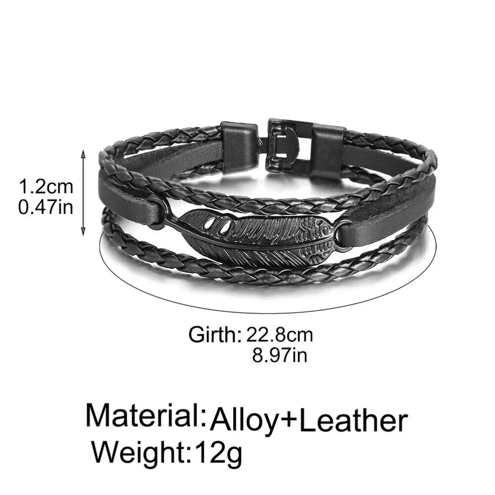 Stylish Unisex Braided Faux Leather Wristband Bracelet - Suitable for Men and Women