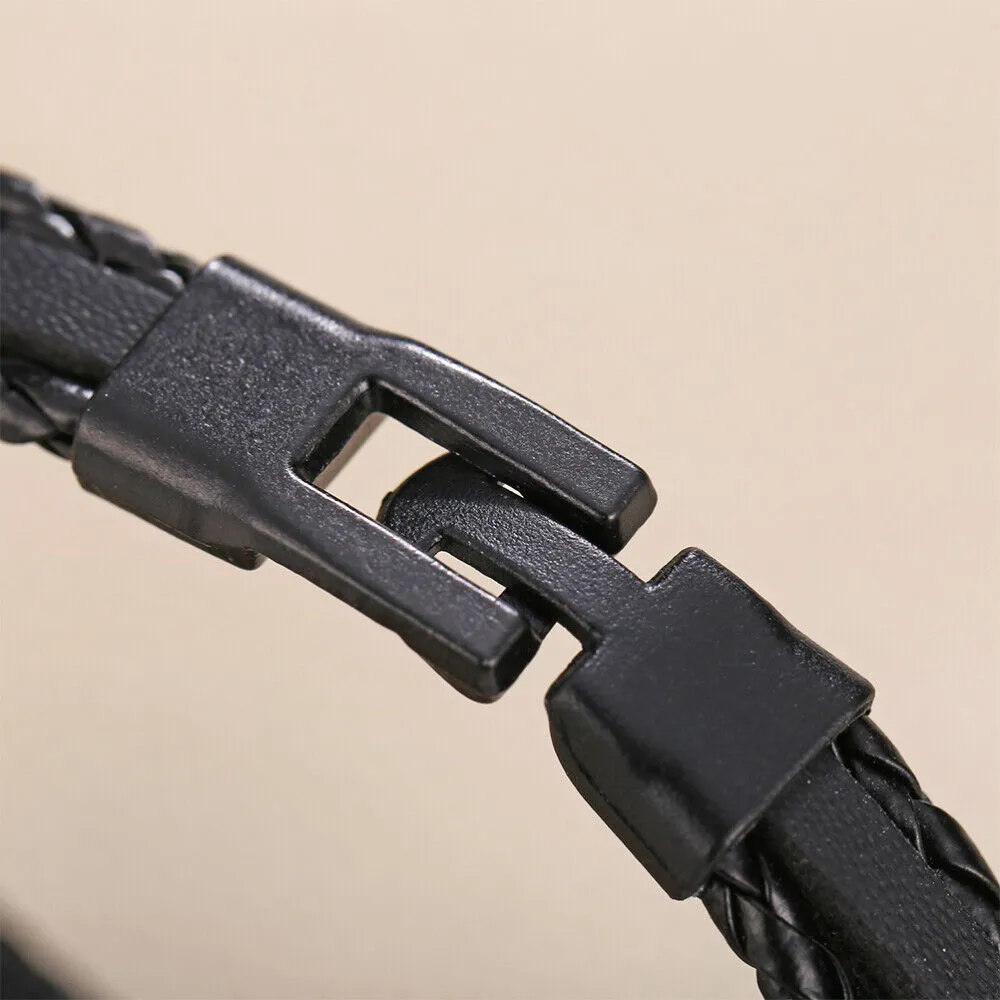 Stylish Unisex Braided Faux Leather Wristband Bracelet - Suitable for Men and Women