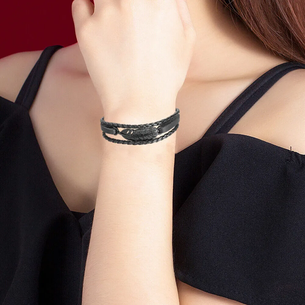 Stylish Unisex Braided Faux Leather Wristband Bracelet - Suitable for Men and Women