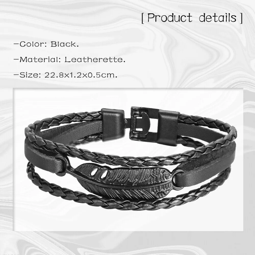 Stylish Unisex Braided Faux Leather Wristband Bracelet - Suitable for Men and Women