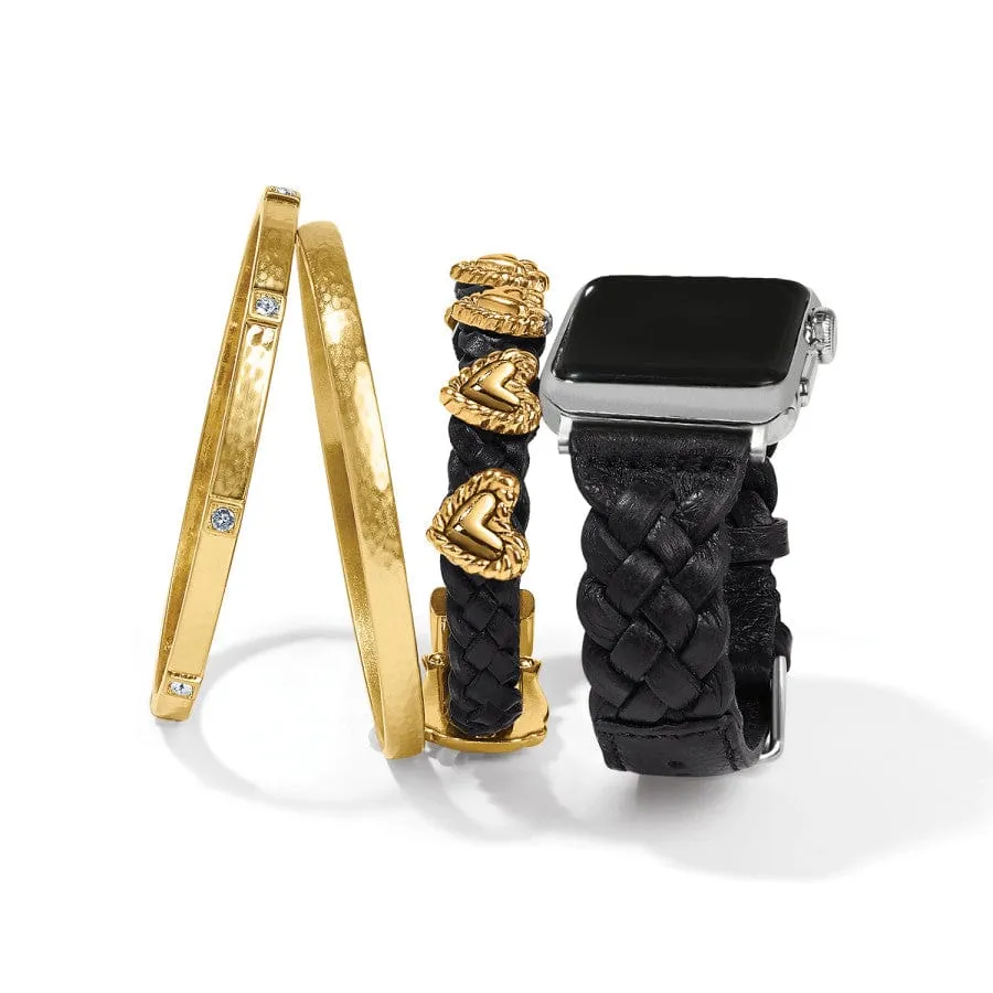 Sutton Braided Leather Watch Band-Black