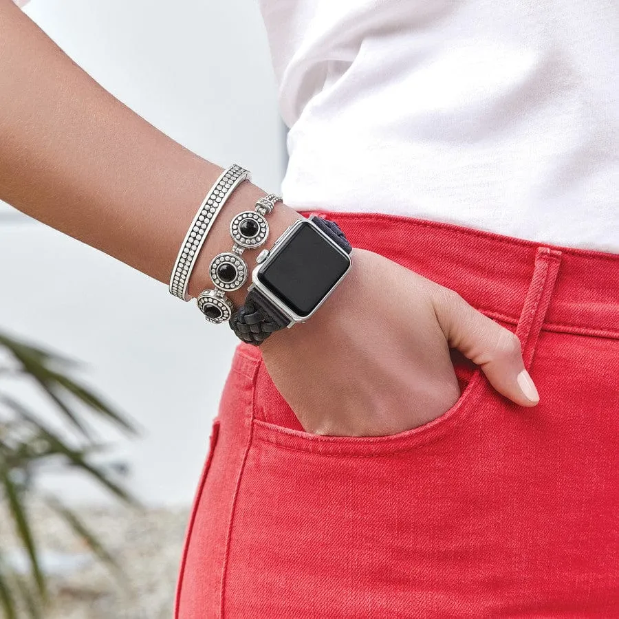 Sutton Braided Leather Watch Band-Black