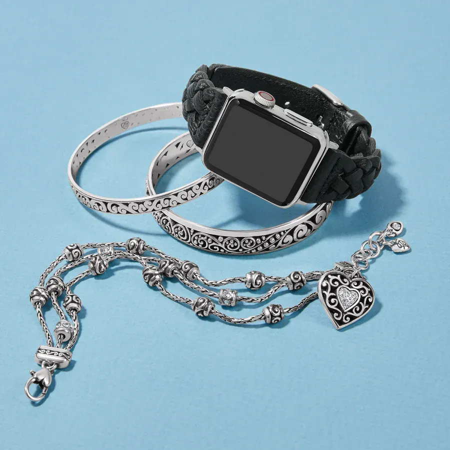 Sutton Braided Leather Watch Band-Black