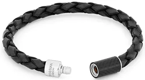 Tateossian Men's Carbon Pop Black Leather and Carbon Fiber Bracelet
