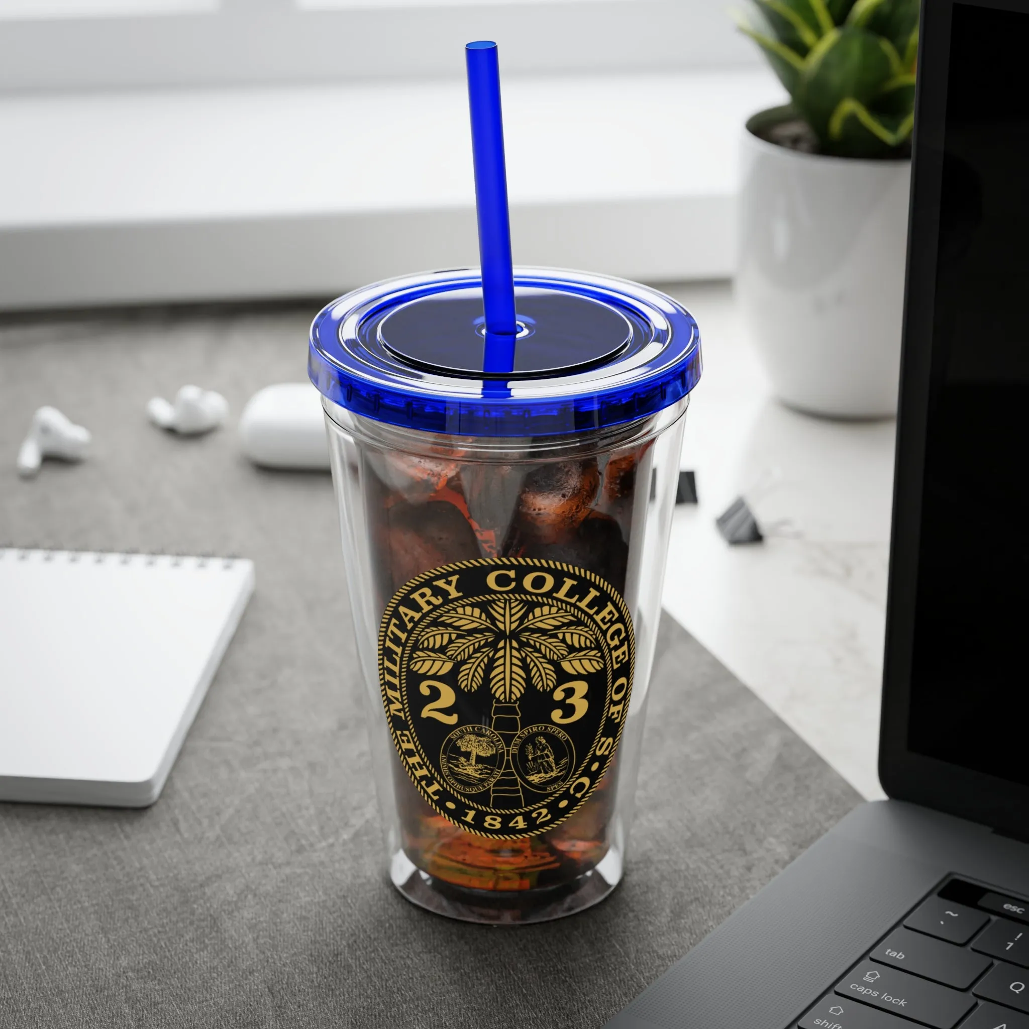 The Citadel, Ring Bezel, (Customized with your year), Sunsplash Tumbler with Straw, 16oz