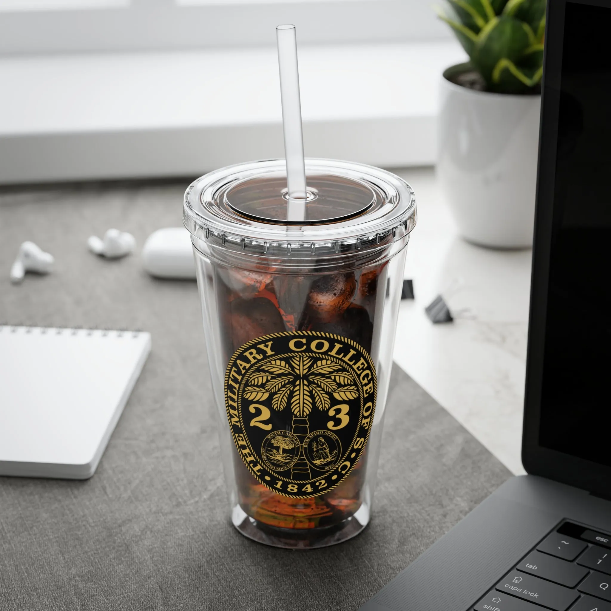 The Citadel, Ring Bezel, (Customized with your year), Sunsplash Tumbler with Straw, 16oz