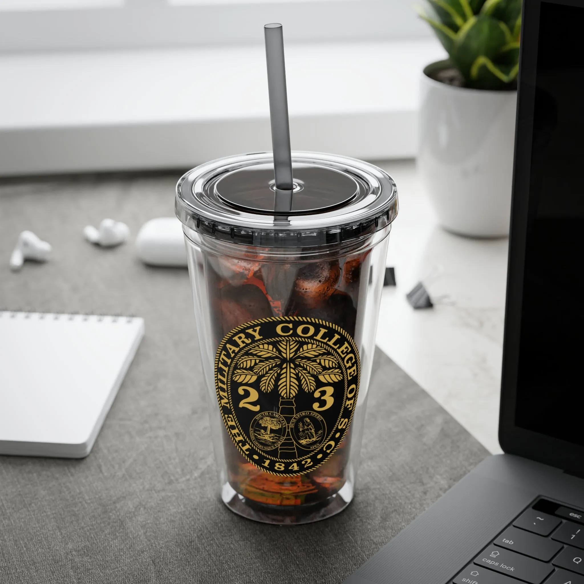 The Citadel, Ring Bezel, (Customized with your year), Sunsplash Tumbler with Straw, 16oz