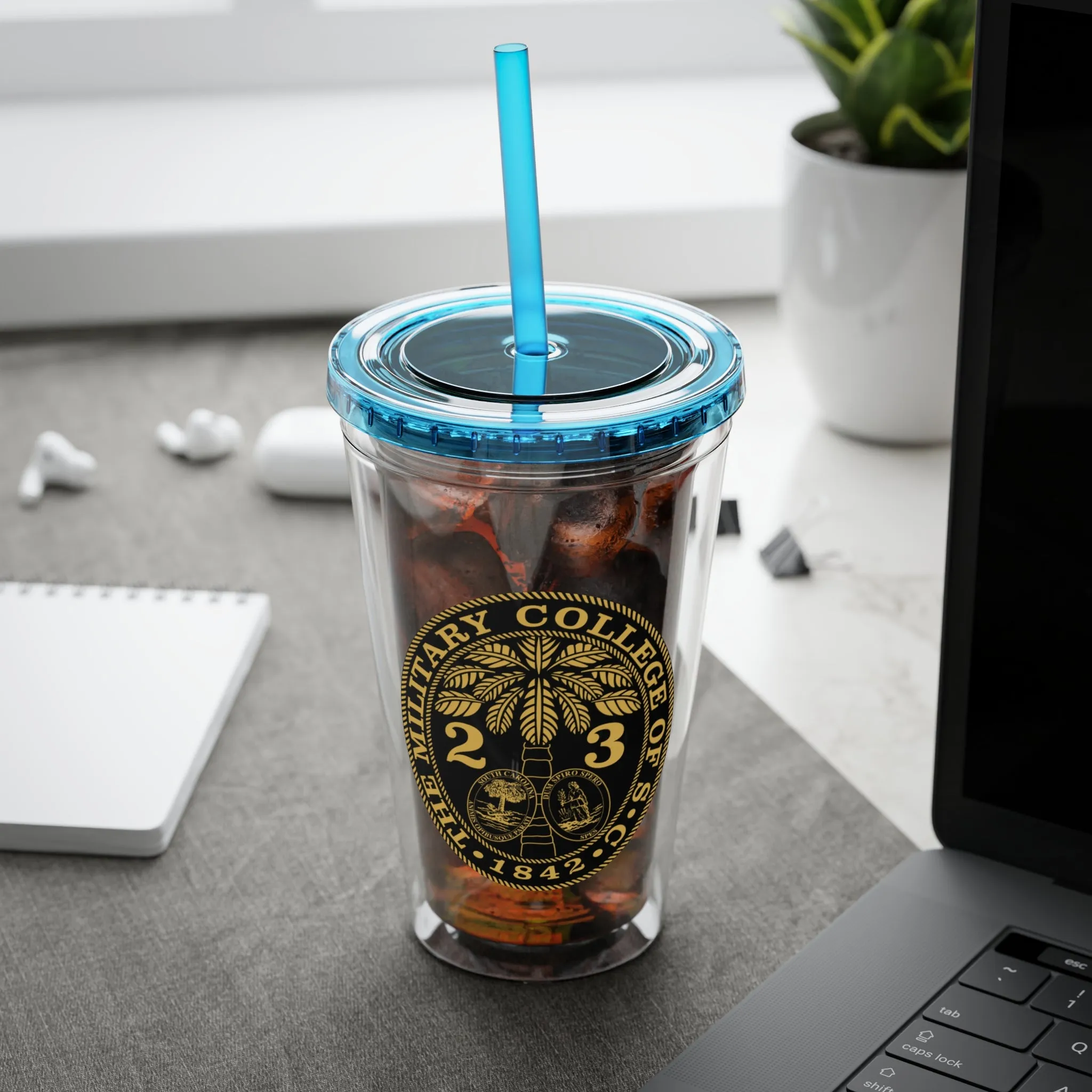 The Citadel, Ring Bezel, (Customized with your year), Sunsplash Tumbler with Straw, 16oz