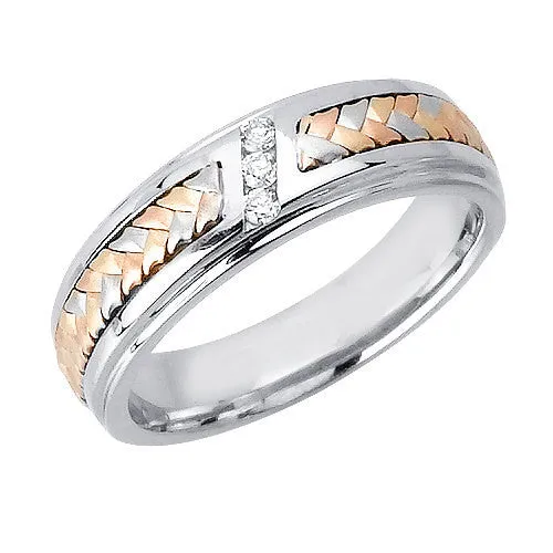 Three Stone Diamond Hand Braided Ring Band