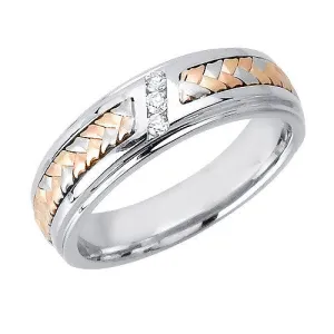 Three Stone Diamond Hand Braided Ring Band