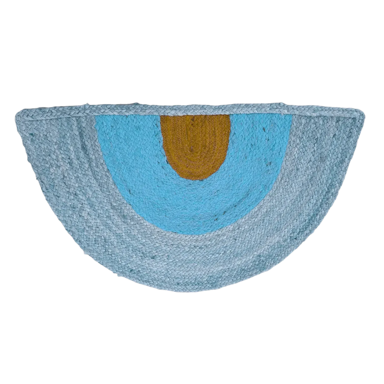 Three-toned Half Moon Accent Jute Rug - Blue