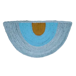 Three-toned Half Moon Accent Jute Rug - Blue