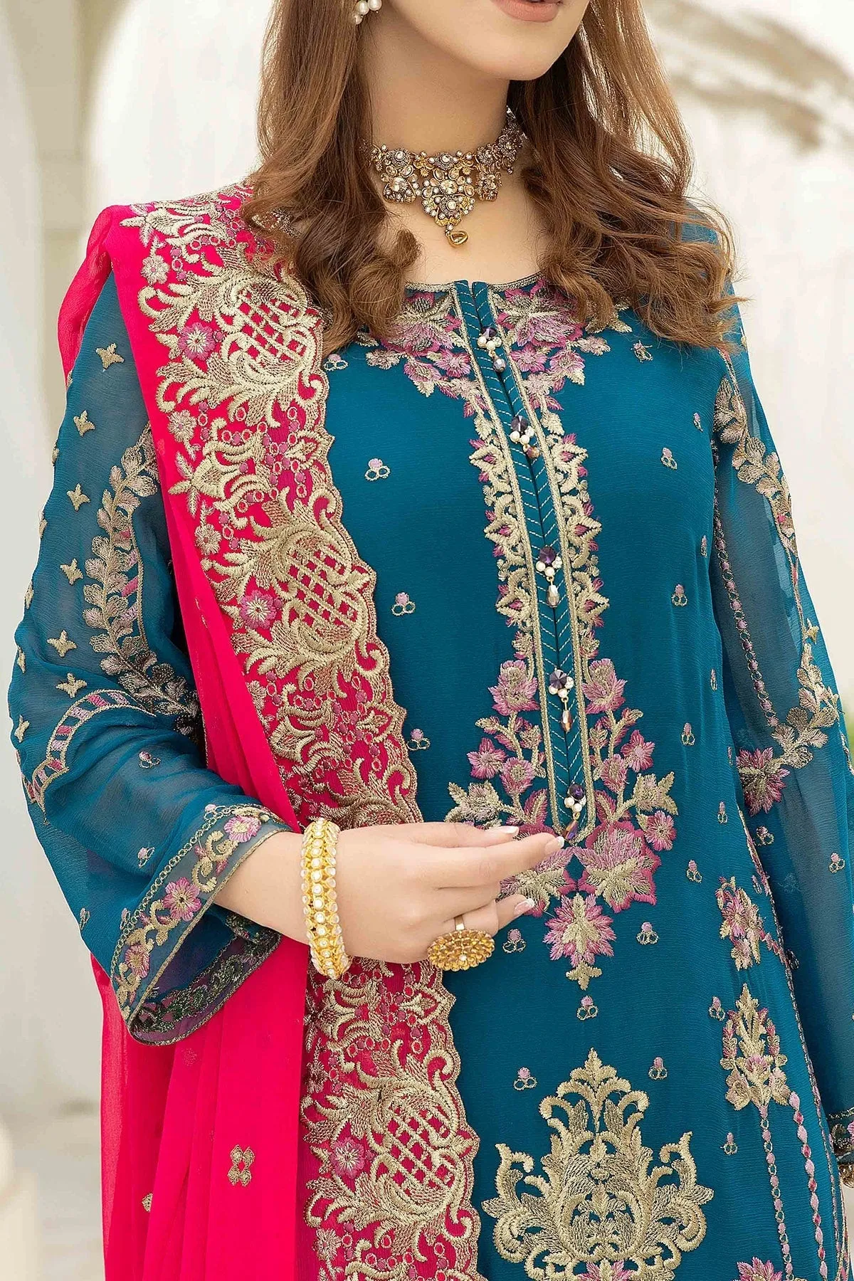 Traditional Embroidered Shirt and Capri Pakistani Wedding Dress