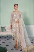 Traditional Pakistani Embroidered Ivory Capri Shirt Wedding Dress