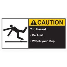 TRIP HAZARD BE ALERT WATCH YOUR STEP Labels