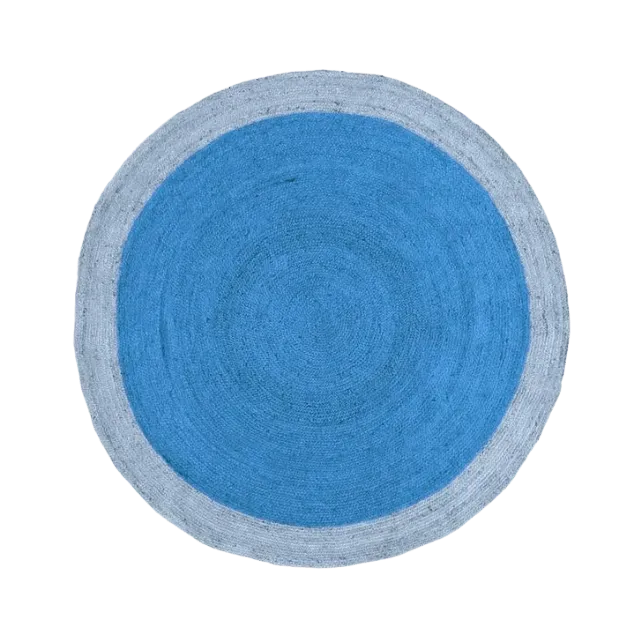 Two Toned Blue Round Jute Rug