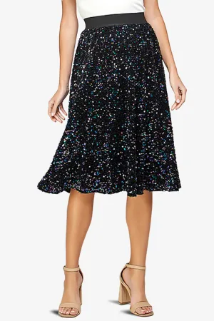 Ulyana Sequin A-Line Midi Skirt