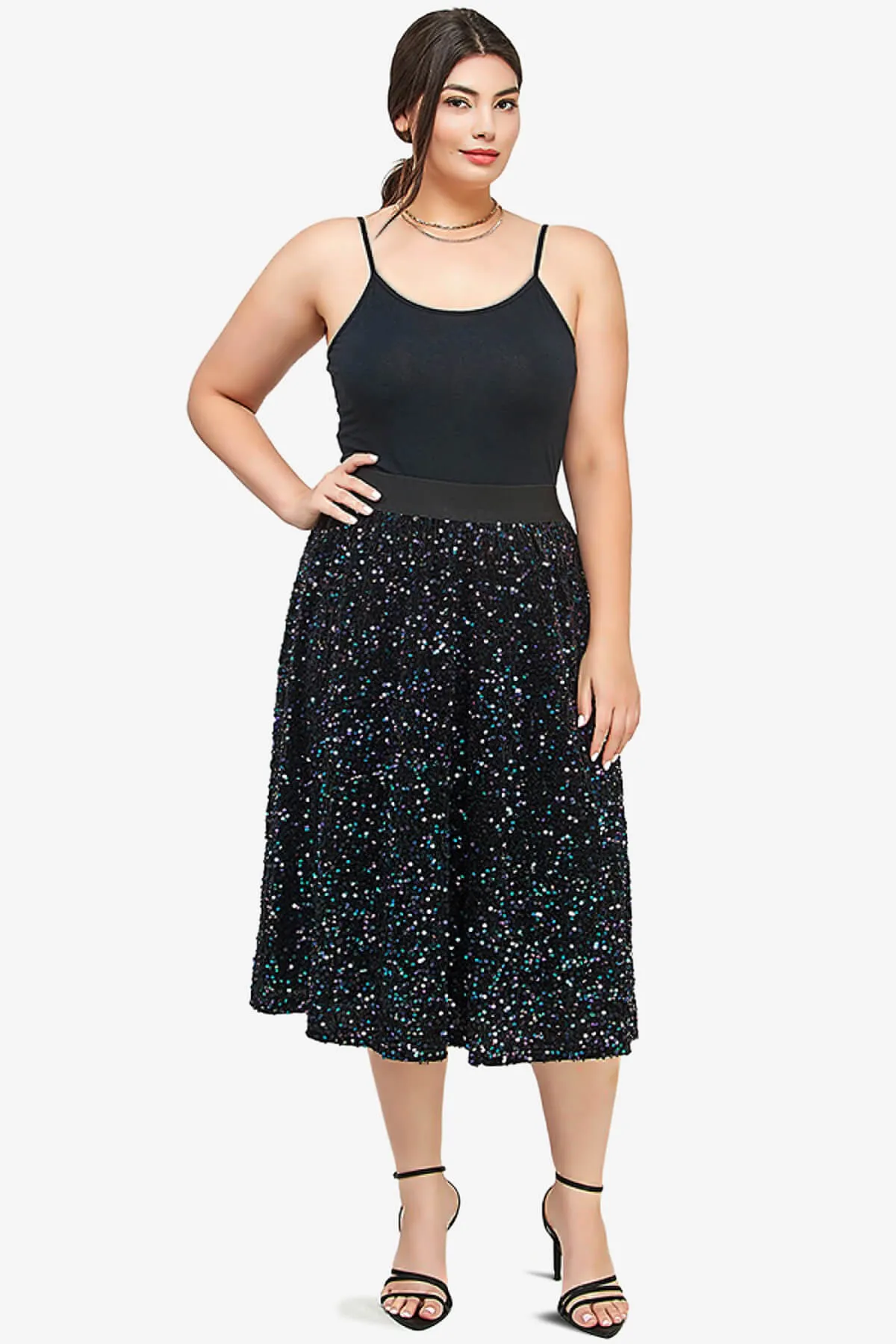 Ulyana Sequin A-Line Midi Skirt