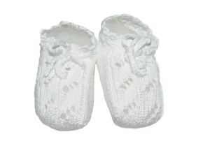 Unisex White Knit Booties