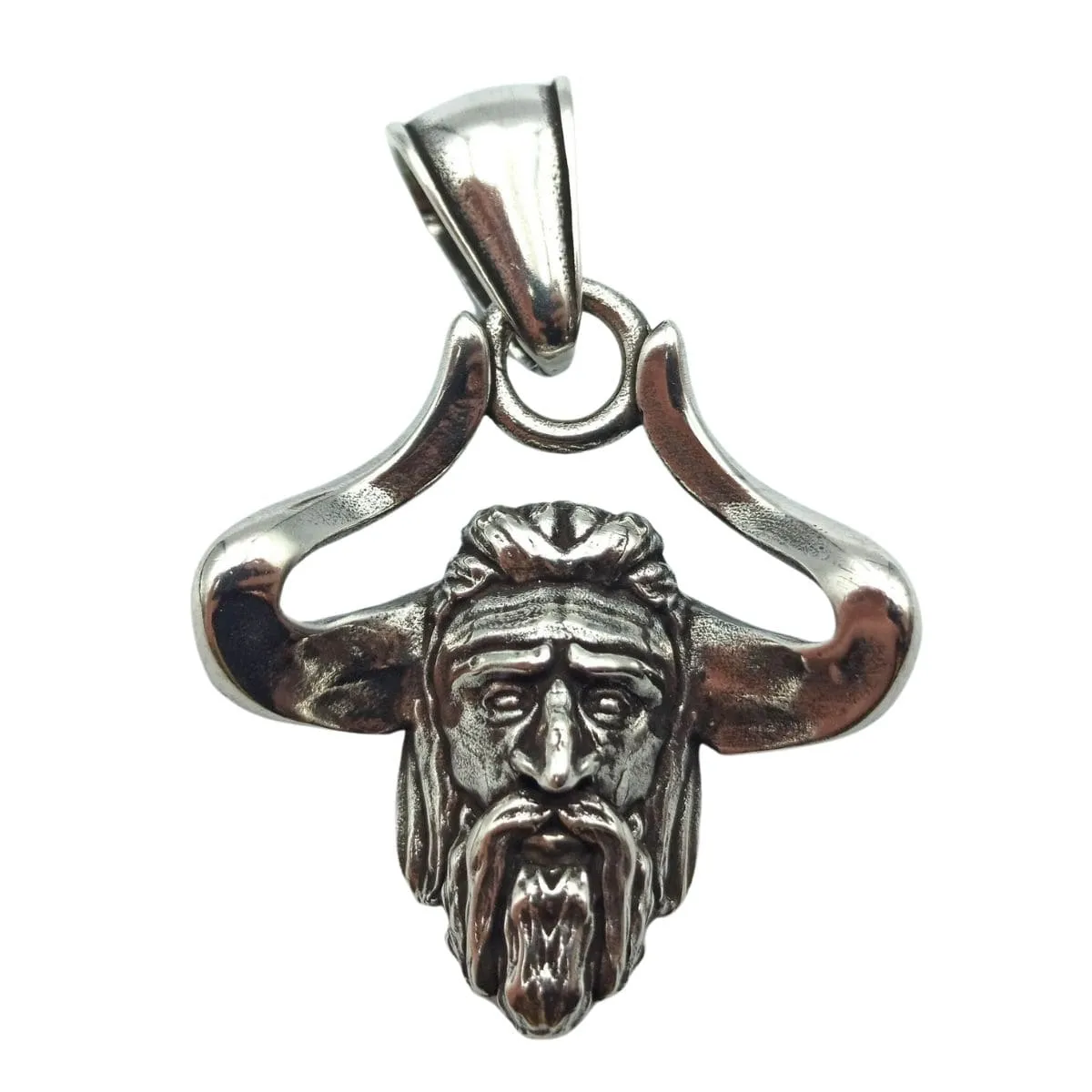 Veles Slavic Horned God silver pendant