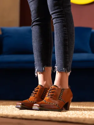 Vicconfy | ZOIE MAZE EMBOSSED STUDDED LEATHER OXFORD