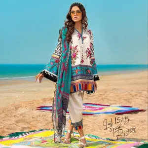 White Lawn Dress with Digital Print #M0069
