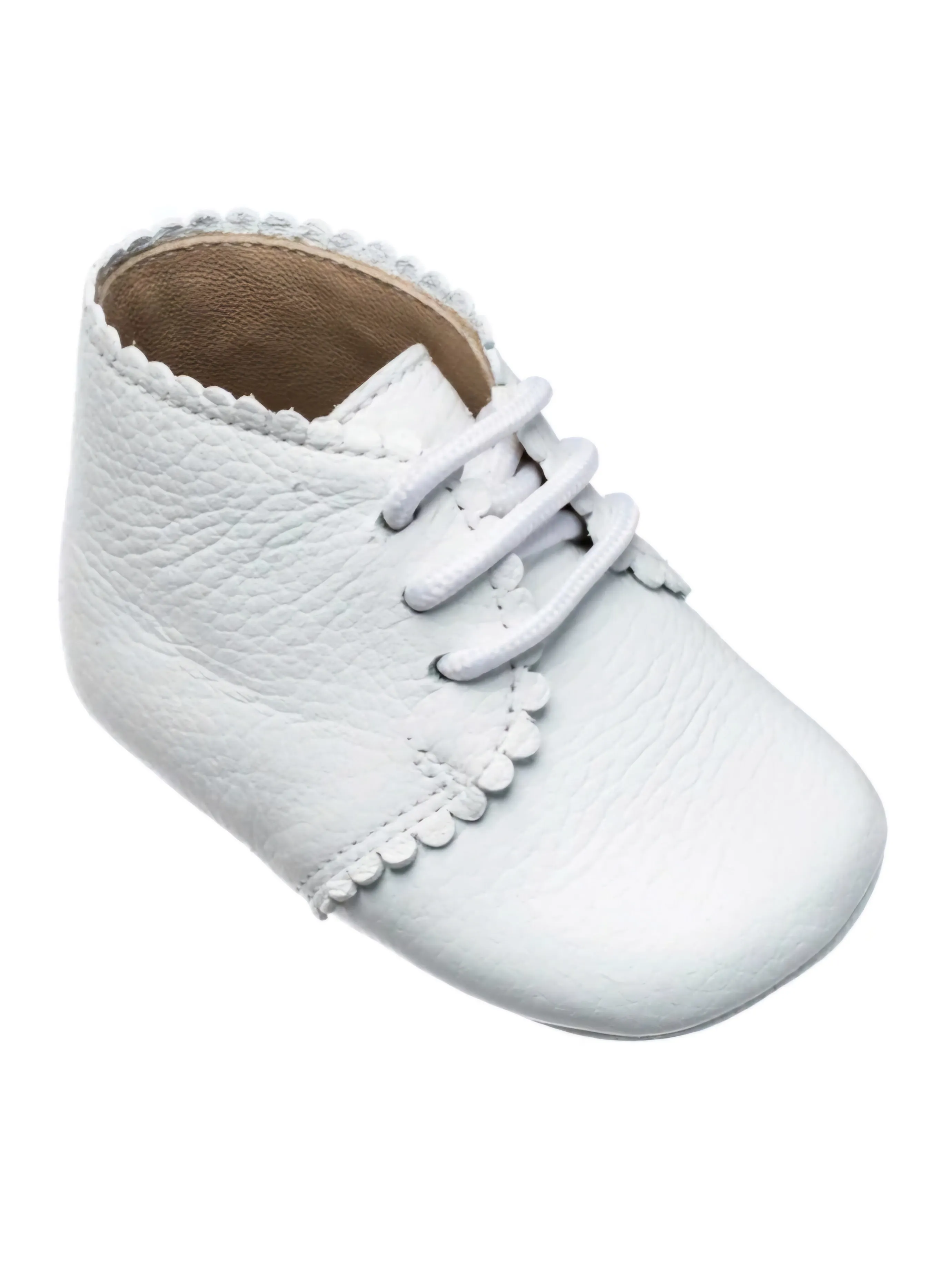 White Leather Scalloped Booties