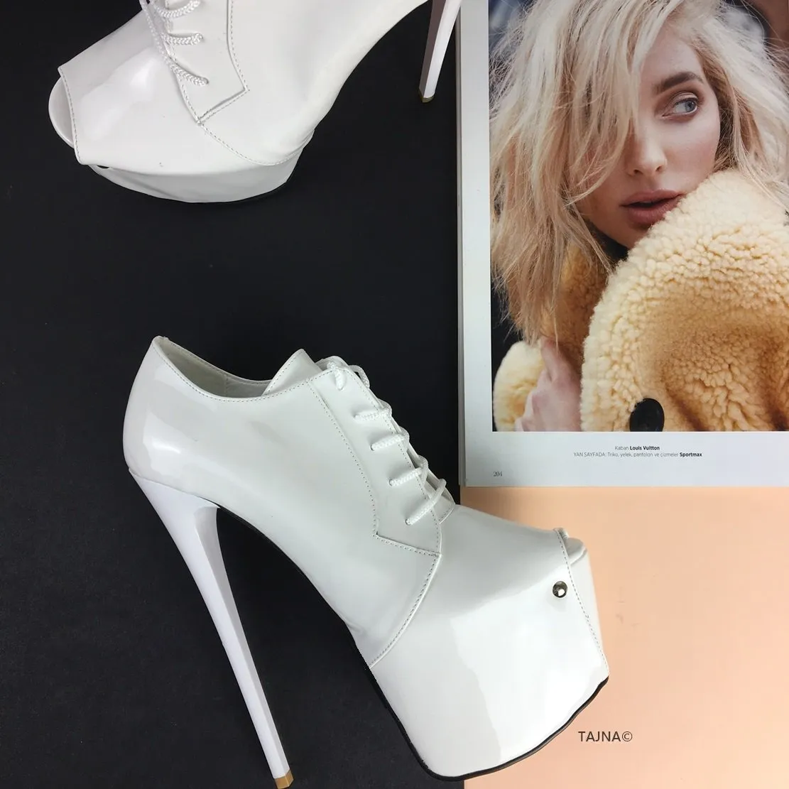 White Patent Oxford Ankle Platforms