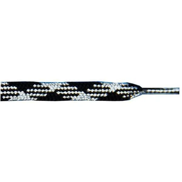 Wholesale Metallic Thin Flat 3/8" - Silver/Black (12 Pair Pack) Shoelaces
