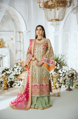 Woman Shalwar Kameez in Olive Green Shade 2021 #PF176