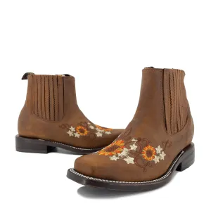 Women Rodeo Botin - Flowers Tan