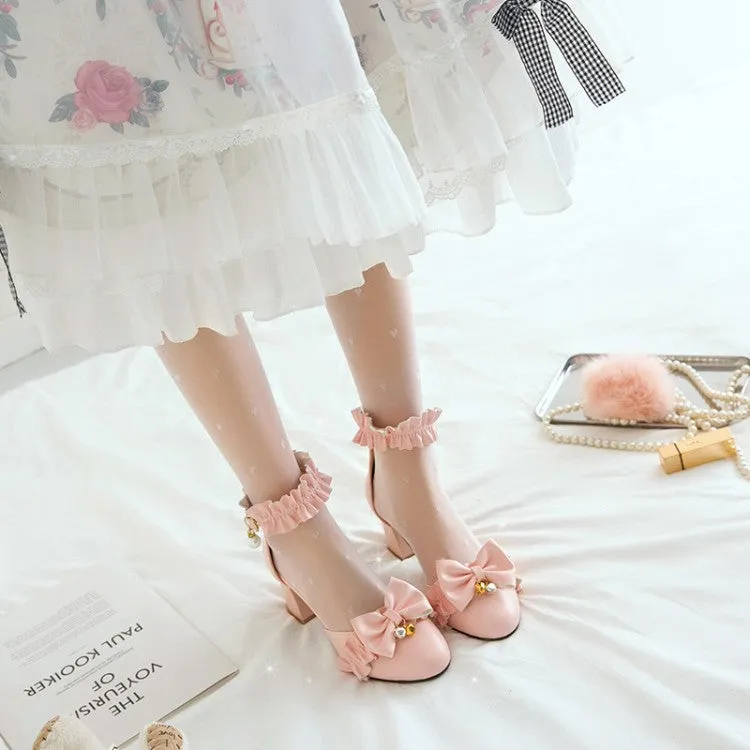 Women's Bow Tie Ankle Strap Block Chunky Heel Sandals
