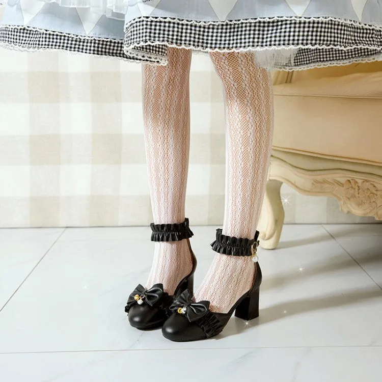 Women's Bow Tie Ankle Strap Block Chunky Heel Sandals