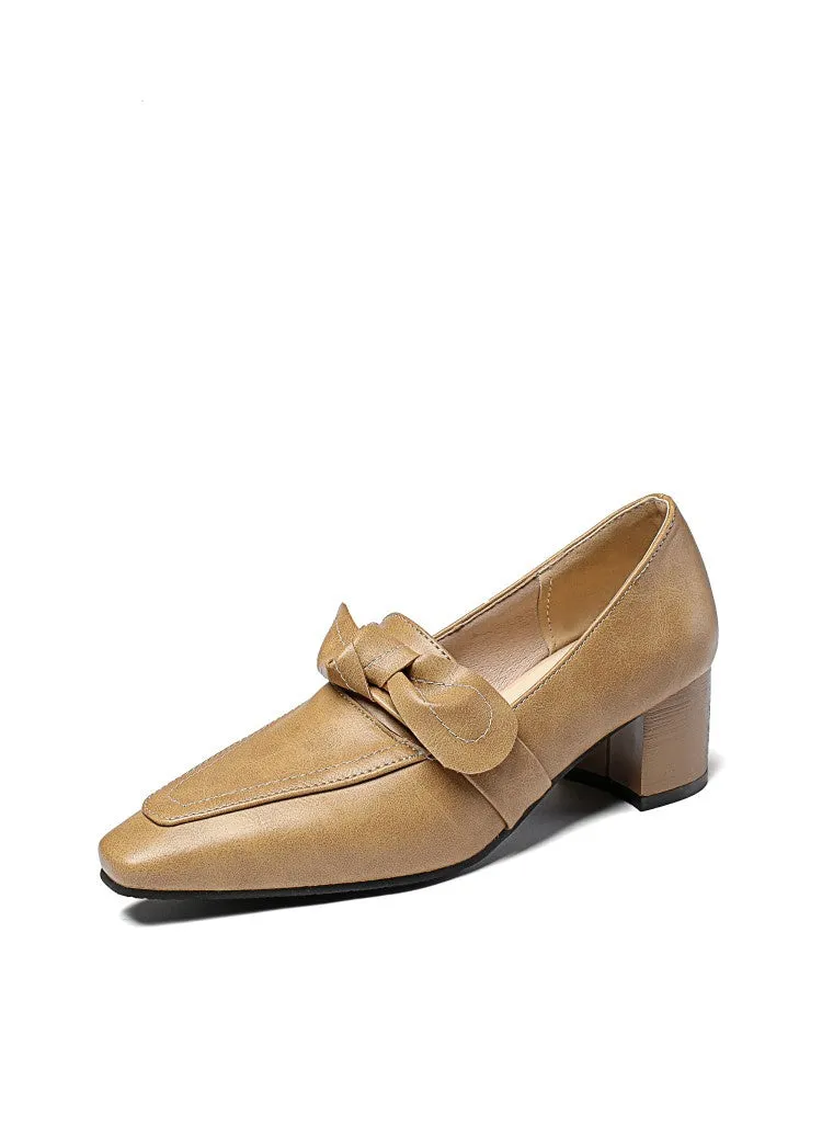 Women's Bowtie Chunky High Heel Shoes