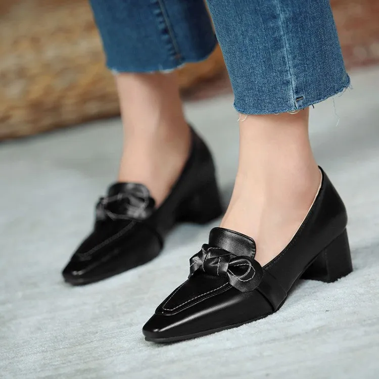 Women's Bowtie Chunky High Heel Shoes