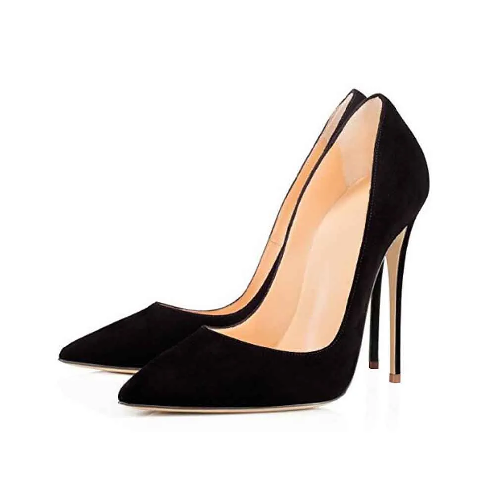 Women's Pumps Suede High Heeled Shoes Point Toe Party Heels