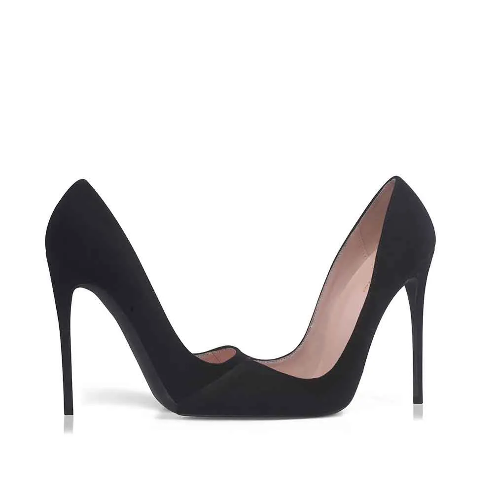 Women's Pumps Suede High Heeled Shoes Point Toe Party Heels
