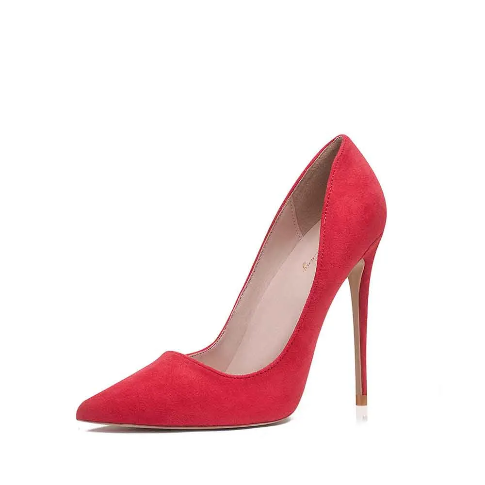 Women's Pumps Suede High Heeled Shoes Point Toe Party Heels