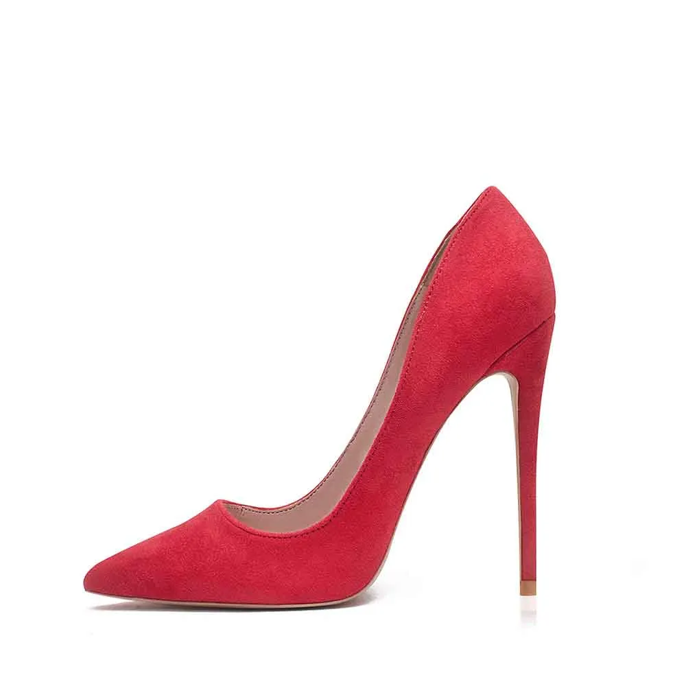 Women's Pumps Suede High Heeled Shoes Point Toe Party Heels