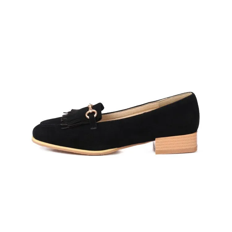 Women's Tassel Low Heel Chunky Pumps