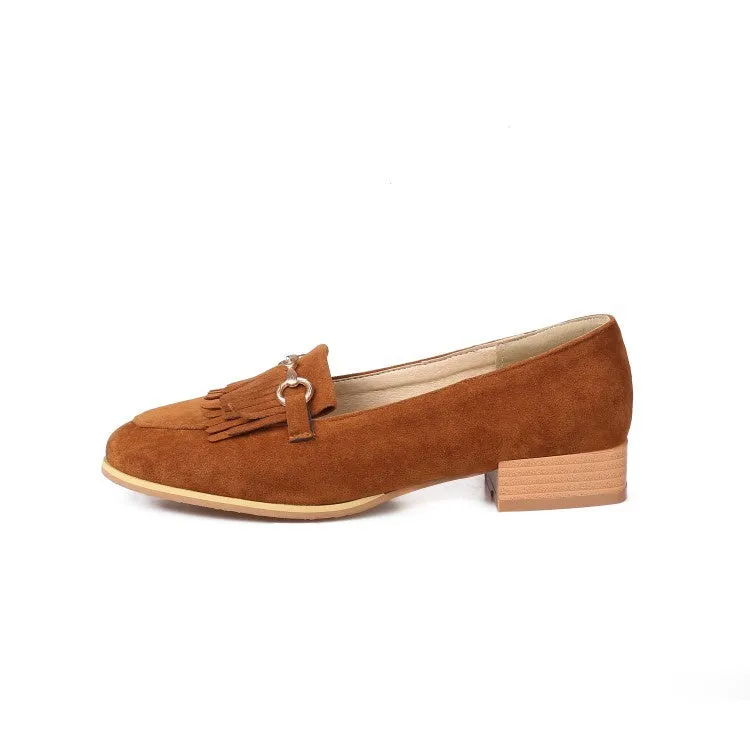 Women's Tassel Low Heel Chunky Pumps