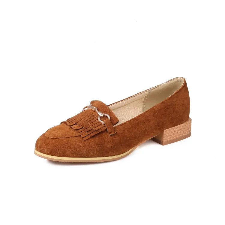 Women's Tassel Low Heel Chunky Pumps