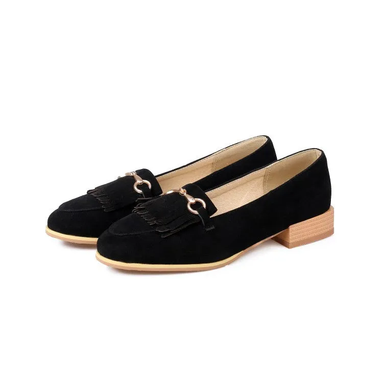 Women's Tassel Low Heel Chunky Pumps