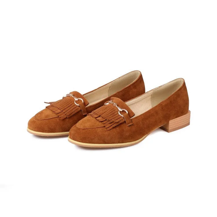 Women's Tassel Low Heel Chunky Pumps